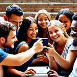 **Embracing Community:** People connecting through shared experiences and opinions on social media, forming a supportive online group.