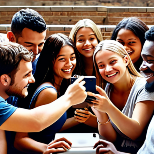 Home 4 **Embracing Community:** People connecting through shared experiences and opinions on social media, forming a supportive online group.
